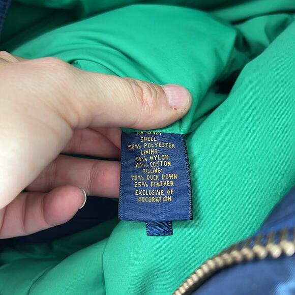 Polo Ralph Lauren duck down mock neck snap front puffer winter coat sz M - Picture 10 of 10